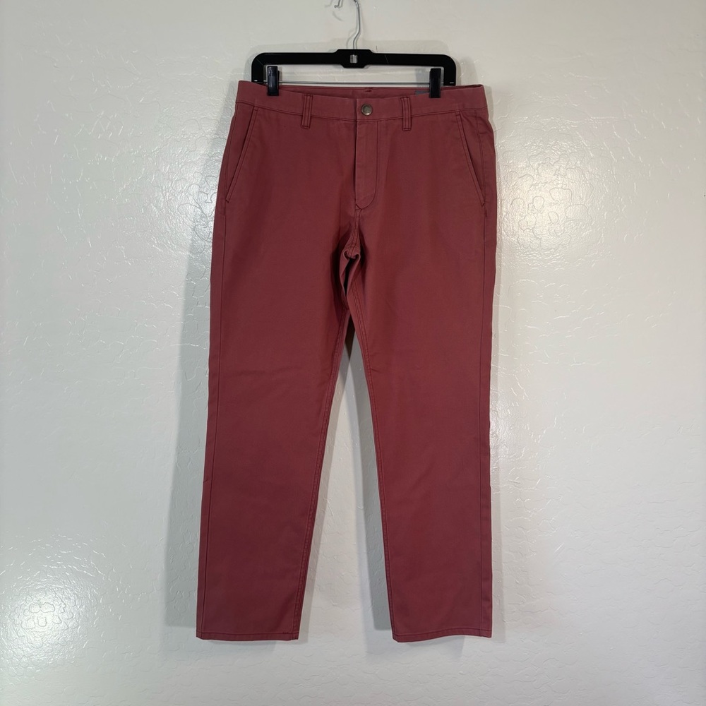 Bonobos Pants Mens 33x30 Red Flat Front Chino Tailored Fit Slacks Slide Button